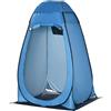 Tenda doccia da campeggio e spiaggia con porta a cerniera e borsa di trasporto, 126x124x189 cm, blu