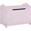 Cassapanca portagiochi in legno, panca contenitore per cameretta coperchio con pistone pneumatico, 60x40x48cm, rosa