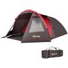 Tenda da campeggio da 2-4 persone con stanze separate, impermeabile con doppie porte, grigio