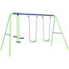 Set altalene da giardino per 4 bambini, 1 altalena doppia e 2 altalene singole, capacità di peso 45kg (altalena) 180kg (totale), 280x140x178cm