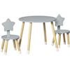 Set tavolo con 2 sedie per bambini in legno, età da 18 mesi a 4 anni, grigio