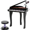 Pianoforte elettrico giocattolo strumento musicale per bambini con 37 tasti microfono e sgabello 48x39x69cm nero