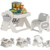 Tavolo multiuso per bambini con ripiano contenitore e cassetti, in hdpe e pp, grigio e bianco