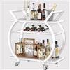 LVB Carrello Portabevande Bianco, Carrello Bar Moderno con Ruote, Mobile per Vino/Cucina, Design Elegante con Ripiano, Adatto a Soggiorno o Dining