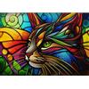EOBROMD 5D Diamond Painting Kit Completo Vetro Colorato, Gatto Pittura Diamante FAI DA TE, Animale Diamond Painting Adulti, Strass Ricamo a Punto Croce Painting per Decorazione Casa 30x40cm