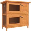 Easycomfort Gabbia a Due Piani per Conigli, Conigliera da Esterno in Legno di Abete, 90x45x90 cm, Legno e Verde