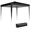 EasyComfort Gazebo 3x3 m per 6-9 Persone ad Altezza Regolabile con Fori di Drenaggio, in Metallo e Tessuto Oxford Nero