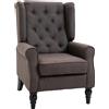 EasyComfort Poltrona per Salotto in Stile Francese con Seduta Imbottita e Cuscini, in Poliestere, 74x86x102 cm, Marrone