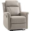 Easycomfort Poltrona Reclinabile Manualmente 135° con Poggiapiedi, Poggiatesta e Braccioli Imbottiti, 78x96x102 cm, Grigio