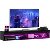 EasyComfort Mobile Porta TV fino 75" Sospeso con Luci LED 16 Colori e Telecomando, 180x40x30cm, Nero