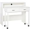 Easycomfort Tavolo Scrivania Salvaspazio per Camera e Ufficio, Scrivania con Cassetti e Ruote, Postazione di Lavoro Doppia o Singola, 100x36x88cm, Bianco