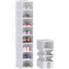 EasyComfort Scarpiera con 8 Contenitori per Scarpe Impilabili e Pieghevoli con Pannello Trasparente, Bianco
