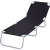 Easycomfort Sdraio da Giardino Pieghevole in Metallo e Tessuto Oxford, Lettino Prendisole Traspirante 187x55x24cm Nero