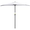 EasyComfort Ombrellone da Terrazza a Mezzaluna con Apertura a Manovella e Palo a 2 Sezioni, 2.6x1.35 m, Bianco