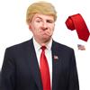 MESINURS Parrucca Trump per Halloween, costume divertente con cravatta rossa e spilla a forma di bandiera, per adulti, per feste famose, abbigliamento per uomini e donne (parrucca+cravatta+spilla)