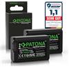 PATONA 2x PREMIUM NP-FW50 Batteria 1100mAh compatibile con Sony Alpha 7 A5000 A6000 A6300 A6400 A6500 A7 A7S A7R A7II ZV-E10 DSC RX10 Mark II III IV RX1R III DSC-RX1RM3 NEX 3 5 6 C3 F3 NPFW50