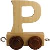GICO Treno di lettere in legno, treno di lettere, locomotiva, vagone, A-Z, nome a scelta (P)