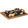 Relaxdays Vassoio da Portata, Tavola in Ardesia, 2 Manici, Decorativo, da Cucina, HLP 6 x 40,5 x 32 cm, Legno Naturale