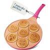 Joeji's Kitchen Teglia per pancake a 7 fori 26,5 cm Smiley - Alluminio antiaderente leggero - Induzione elettrica a gas - Mini pancake pancake crêpe - Cucina divertente per bambini - Rosa