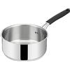Lagostina Tempra Acciaio Casseruola Fonda Manico Lungo, Casseruola Ø 16 cm in Acciaio Inox 18/10 con Fondo Lagotherm e Manico Lungo in Silicone