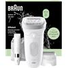 Braun Silk-Épil 7 Epilatore Elettrico Donna con Testina Ampia per Una Facile Rimozione dei Peli, Wet&Dry, Pelle Liscia, con Testina Radente, Cappuccio Regolatore e Mini Rifinitore Corpo, 7-441,Argento