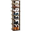 Furinno COMPACT Scarpiera, Organizer Scarpe a 8 Ripiani, Scarpiera Autoportante con Torre Portascarpe Salvaspazio Verticale, per Armadio, Ingresso, Ufficio, Garage, Pino Ambra