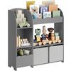 SONGMICS Libreria bambini, Scaffale per Giocattoli con 2 Ceste portagiochi | Libreria montessoriana per bambini, Mobile Cameretta, Stanza dei Giochi, Soggiorno, Grigio, Collezione TEZA GKR042G01