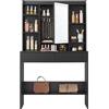 VASAGLE KAILYN Collezione - Toeletta con Luci LED 3 Colorazioni con Luminosità Regolabile, Tavolo da Trucco con Specchio, Ripiani Regolabili, 2 Cassetti, Postazione Trucco, Nero Inchiostro RDT123B01