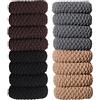WILLBOND 16 Elastici per Capelli Donna in Cotone Spesso, Colore Scuro | Senza Danni, Senza Cuciture, Antiscivolo, Morbido, Accessori per Capelli Lunghi e Ricci, Fasce per Capelli Donna Eleganti