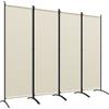 Outsunny Paravento da Esterno e Interno a 4 Pannelli Pieghevole, 221x50x172cm, Crema