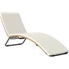 Outsunny Lettino Prendisole in Rattan Forma S con Cuscino, Lettino da Giardino con Struttura in Acciaio, per Patio Spiaggia Piscina Giardino, 175x57x80cm, Crema | Aosom Italy