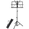 igadgitz Xtra U6984 Leggio Musicale Pieghevole Leggio Portatile Metallo con Custodia Trasporto - Nero