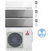 Mitsubishi Climatizzatore Condizionatore Mitsubishi Kirigamine Zen Wifi Argento + Bianco Perla Trial Split Inverter 7000 + 7000 + 7000 BTU con U.E. MXZ-3F54VF classe A+++ /A++ NOVITÁ