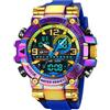 FORSINING Orologio sportivo da uomo, alla moda, colorato, impermeabile, 50 m, al quarzo, analogico, con doppio display e cinturino in silicone, Blu colorato., Cinghia