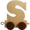 GICO Treno di lettere in legno, treno di lettere, locomotiva, vagone, A-Z, nome a scelta (S)
