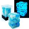 BESCON DICE Bescon Two Tone Glowing Dice D6 16mm 12pcs Set of ICY ROCKS, 16mm Six Sided Die (12) Block of Glowing Dice