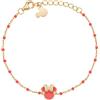 Disney Bracciale Minnie Mouse in Argento 925 Placcato Oro Giallo con Smalto Arancione e Perline, Braccialetto Regolabile per Donne e Bambine, Confezione Regalo, Gioielli Ufficiali Disney