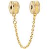 PANDORA Signature Catene di sicurezza con logo placcate in oro 14k con zirconia cubica trasparente e impugnatura in silicone