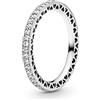 PANDORA Signature Anello con cuore brillante in argento con zirconia cubica trasparente, 56