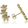 La Triade Studio - Orecchini Fiore Argento Sterling 925 con Pavè di Zirconi, Disponibili in Placcato Oro Giallo, Oro Rosa e Rodiato. Eleganza, Brillantezza e Fascino Senza Tempo.
