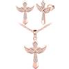Yumilok-Cross Infinity Symbol Zircone Wings Combination S925 Orecchini in argento sterling Simbolo dell'infinito Ciondolo in argento sterling croce adatto per le donne