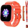 OKYUK Orologio intelligente 4G per bambini, con telefono e GPS, multifunzione, con videochiamata, modalità sportive, sveglia, App Store integrato, per ragazzi e ragazze, arancione