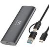 Ewent Custodia Esterna SSD M.2 NVMe & SATA PCIe USB-C, fino 10Gbps - Case Alluminio Screwless, Portatile, Plug & Play, Compatibile Windows MacOS Linux, UASP & TRIM, Supporto 2230/2242/2260/2280