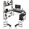 VEVOR Scrivania per Computer a Forma di L Lunghezza 170 cm Tavolo da Gioco Angolare Reversibile Scrivania Gaming Altezza 75 cm con Supporto per Monitor CPU Postazione di Lavoro per Ufficio Domestico