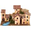 Bertoni S.r.l. Gruppo Casette a Schiera con Fiume per Presepe o Modellismo