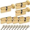 SEPOX Cilindro europeo per porta, con 4 cilindri euro e 3 giri, in ottone, placcato in ottone, 70 mm, con stesse chiavi, ad alta sicurezza, chiave al computer