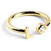 SINGULARU - Anello Personalizzato Letter Spark. Regolabile. Argento Sterling 925 con Finitura Placcata Oro 18Kt. Taglia Unica. Gioielli da Donna. Lettera L