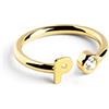 SINGULARU - Anello Personalizzato Letter Spark. Regolabile. Argento Sterling 925 con Finitura Placcata Oro 18Kt. Taglia Unica. Gioielli da Donna. Lettera P