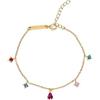 SINGULARU - Bracciale Cascade Colors. Argento Sterling 925 con Placcatura Oro 18Kt. Catena con Pendenti in Zirconi Colorati. Taglia Unica con Estensione. Gioielli da Donna
