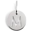 SINGULARU - Mini Medallion Letter. Pendente Iniziale in Argento Sterling con Finitura Placcata Rodio. Combinabile con Collana. Gioielli da Donna. Lettera M